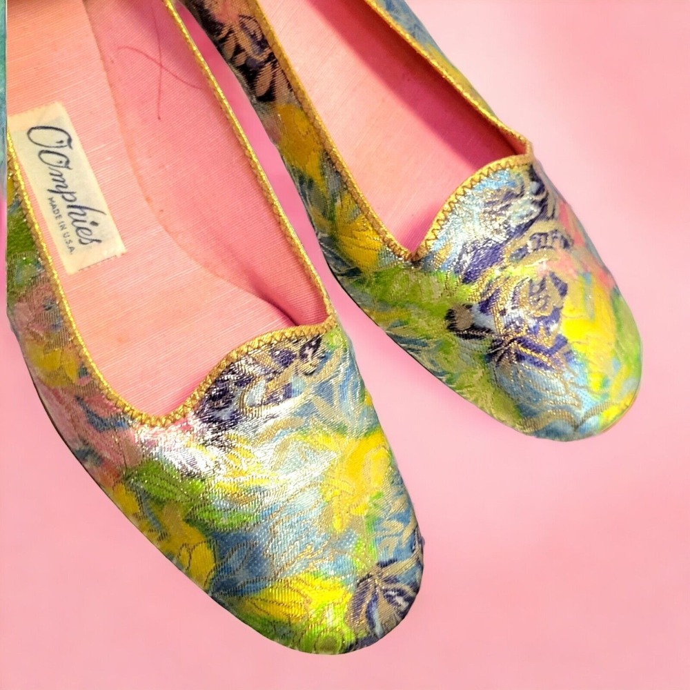 Vintage Pastel Metallic Bedroom Flats Shoes Slippers O'Omphies 6.5‎ M